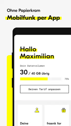 fraenk: Die Mobilfunk App screenshot