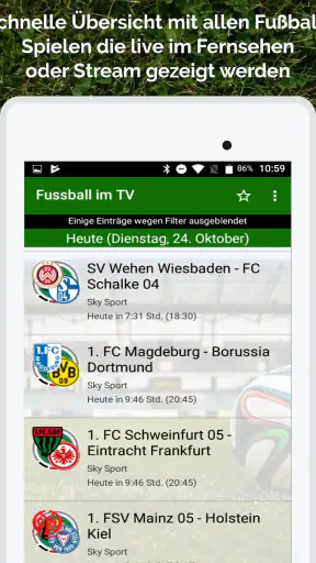 Fussball im TV live screenshot