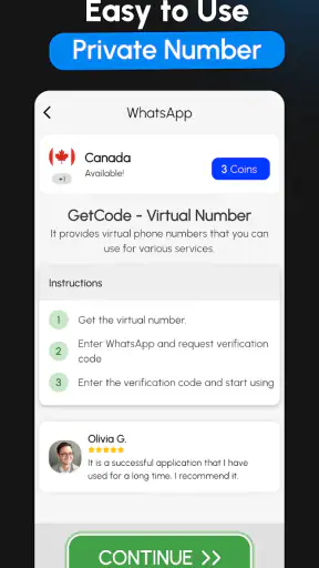 GetCode – Virtuelle Nummer SMS screenshot
