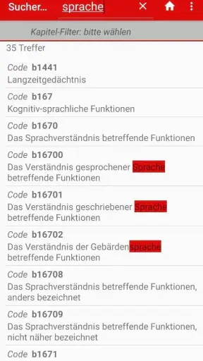 ICF Codes screenshot