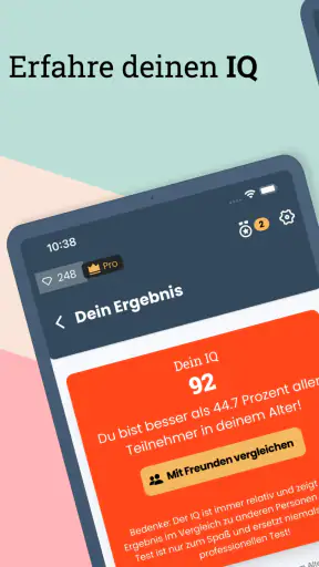 IQ Test Deutsch Gehirnjogging screenshot