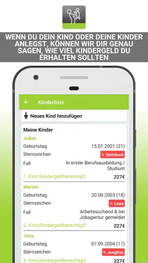 Kindergeld Auszahlungstermine screenshot