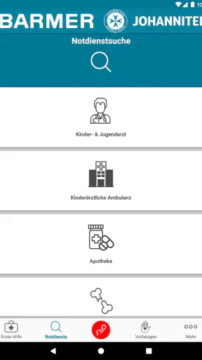 Kindernotfall-App screenshot