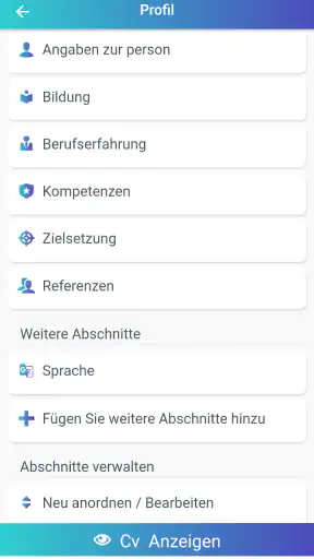Lebenslauf erstellen Bewerbung screenshot