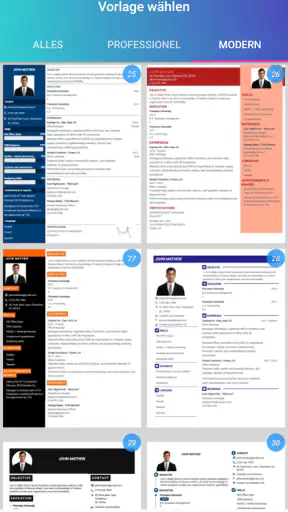 Lebenslauf erstellen Bewerbung screenshot