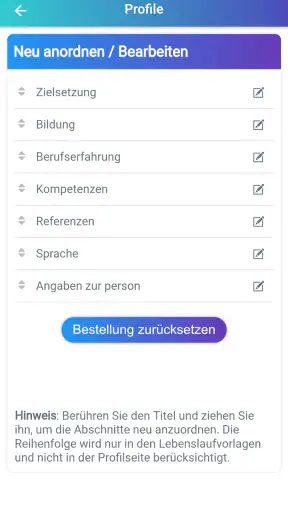 Lebenslauf erstellen Bewerbung screenshot