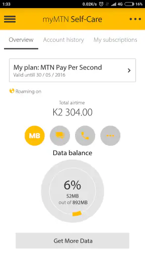 MyMTN screenshot