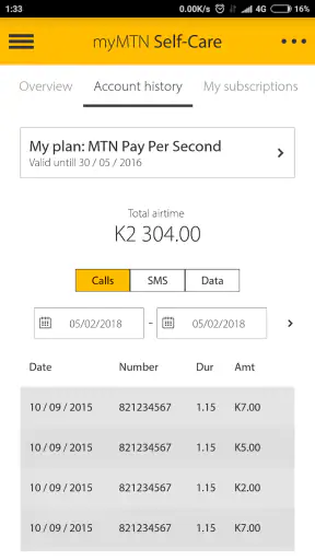 MyMTN screenshot