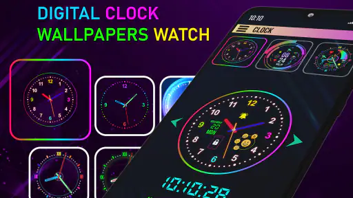 Neon Digital Clock Smart Watch screenshot