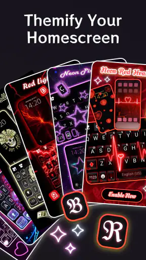 Neon Red Heartbeat Themen screenshot