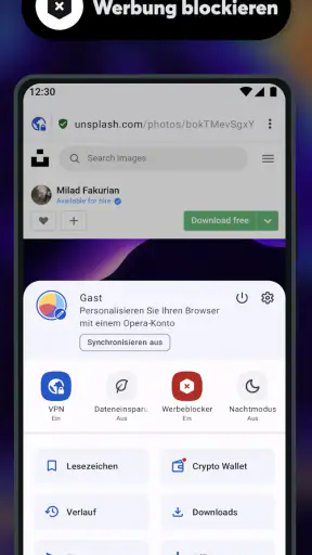 Opera Browser beta mit KI screenshot