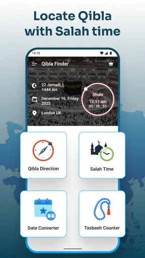 Qibla Compass with Salah Time screenshot
