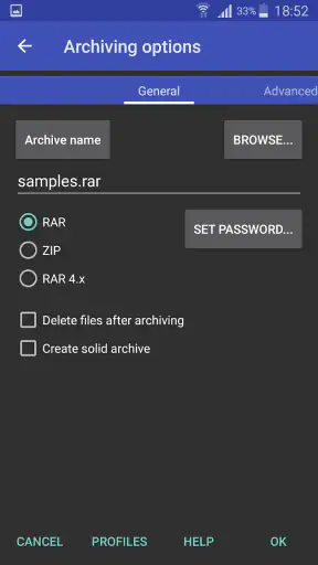 RAR screenshot