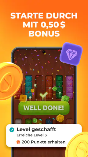 Scrambly: Spiele & Geld App screenshot