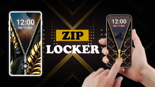 Screen Lock – Gold Zip Locker screenshot
