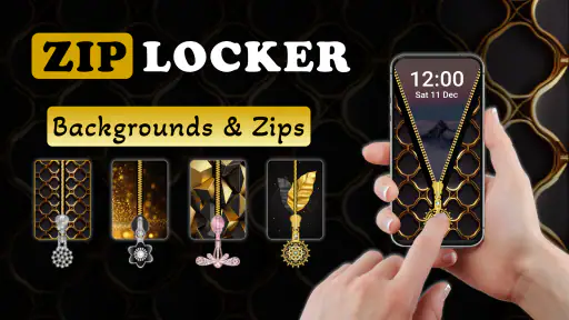 Screen Lock – Gold Zip Locker screenshot