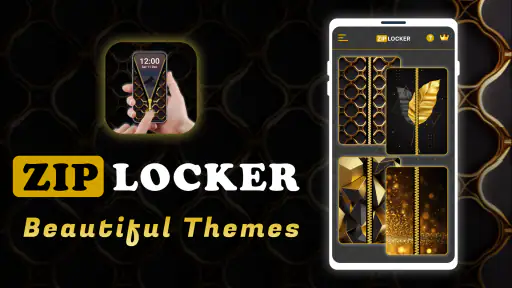 Screen Lock – Gold Zip Locker screenshot