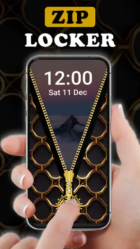 Screen Lock – Gold Zip Locker screenshot