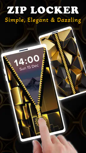 Screen Lock – Gold Zip Locker screenshot