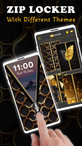 Screen Lock – Gold Zip Locker screenshot