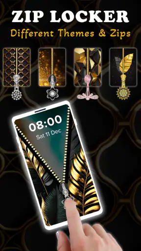 Screen Lock – Gold Zip Locker screenshot