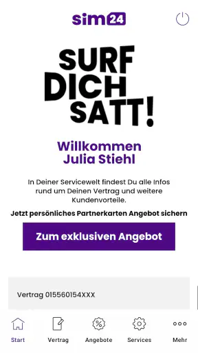 sim24 Servicewelt screenshot