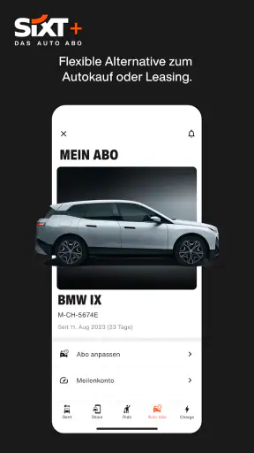 SIXT rent. share. ride. plus. screenshot
