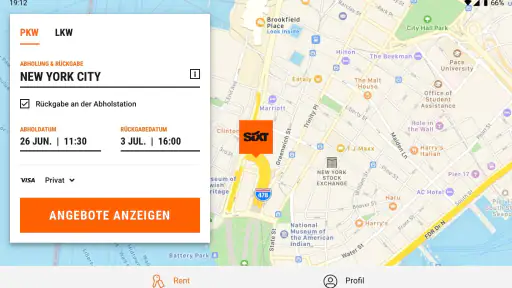 SIXT rent. share. ride. plus. screenshot