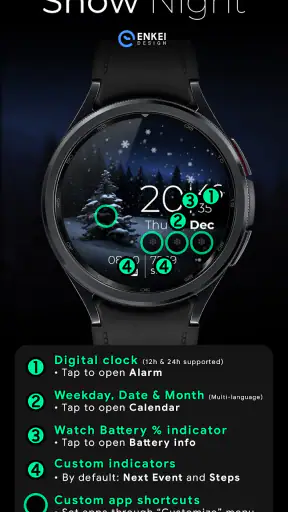 Snow Night - watch face screenshot