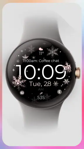 Snowflake rose gold watch face screenshot