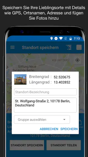 Standort speichern GPS screenshot