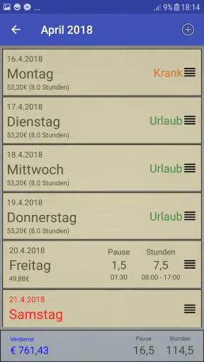 Stundenrechner Pro screenshot