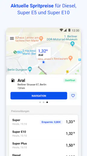 TankenApp mit Benzinpreistrend screenshot