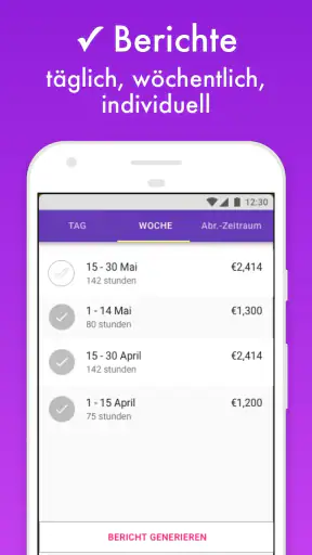 TSQ Arbeitszeiterfassung screenshot