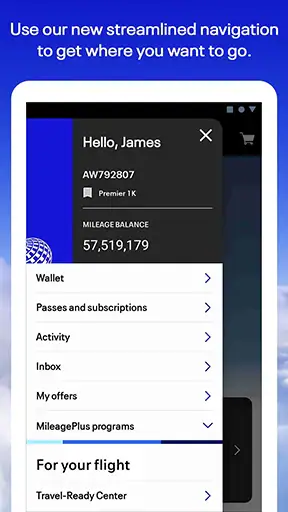 United Airlines screenshot