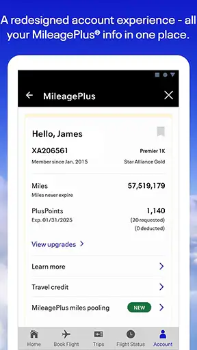 United Airlines screenshot