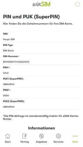 winSIM  Servicewelt screenshot