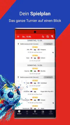WM 2026 App mit TV.de Live TV screenshot