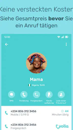 Yolla ins Ausland Telefonieren screenshot