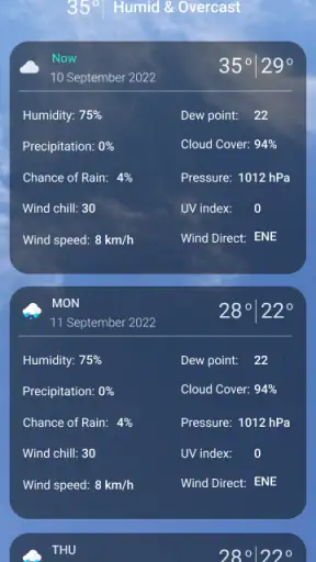 9Weather: Weather forecast screenshot
