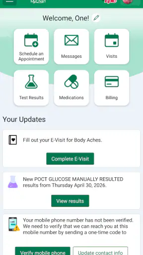 Avera MyChart screenshot