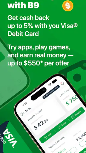 B9: Cash Advance・Banking・Earn screenshot