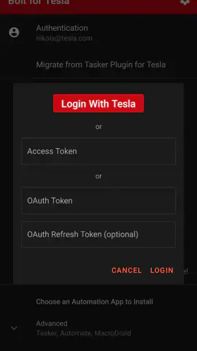 Bolt for Tesla - Tasker Plugin screenshot