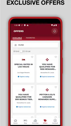 Caesars Rewards Resort Offers screenshot