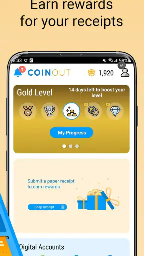 CoinOut Receipts & Rewards App screenshot
