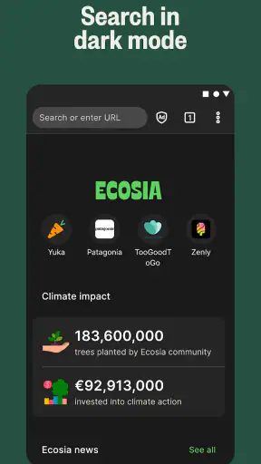 Ecosia - Safe Internet Browser screenshot