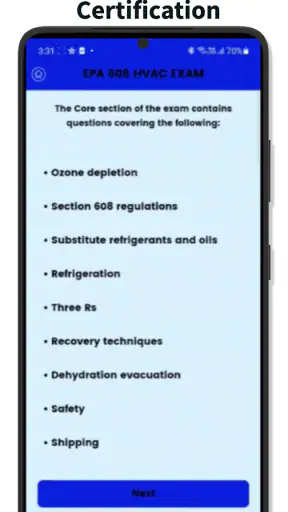 EPA 608 Practice Test screenshot