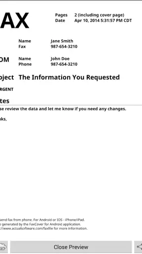 FaxCover Pro Create Cover Page screenshot