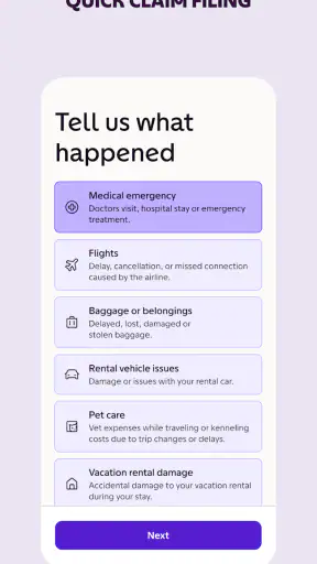 Faye Travel Insurance screenshot
