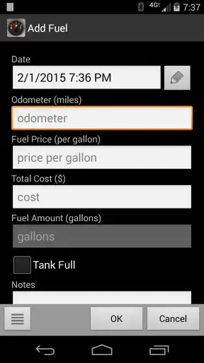 FillUp - Gas Mileage Log screenshot